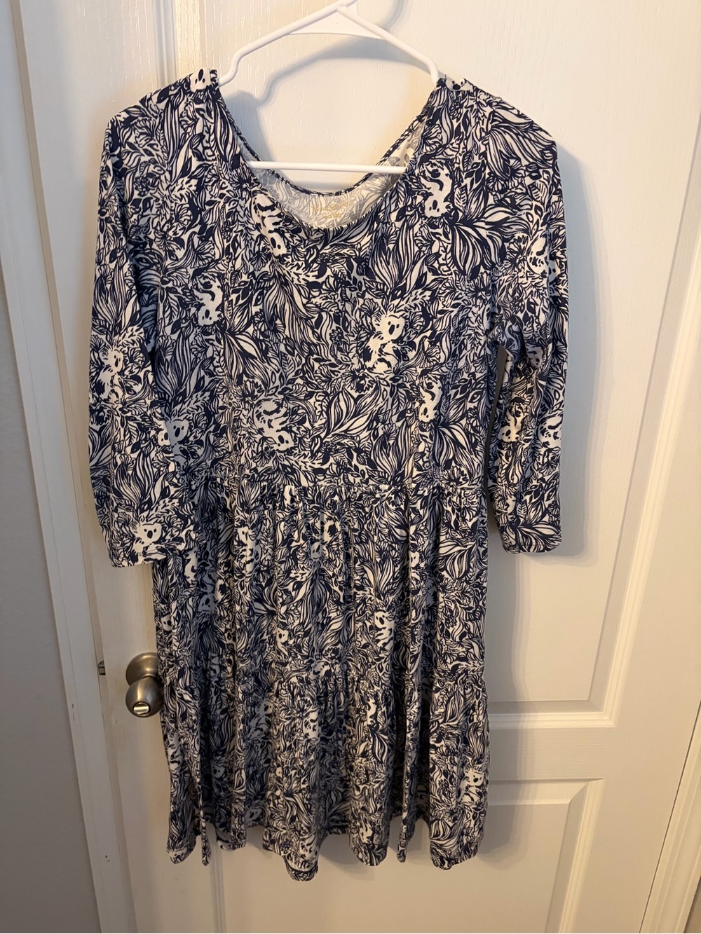 Lilly Pulitzer Navy and White Floral Tiered Mini Dress